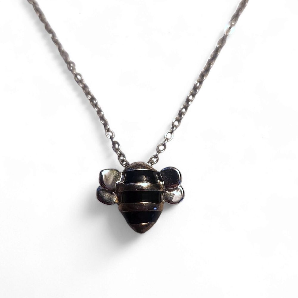 Vintage sterling silver bumble bee charm necklace.